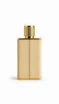 Perfume en frasco dorado mate