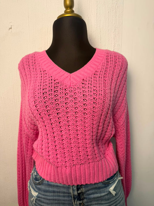 Suéter American Eagle Rosa Punto Abierto – Zarentstore, ropa de marca original en El Grullo, Jalisco
