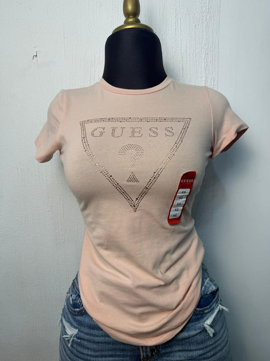 Blusa Guess Rosa Logo Cristal – Zarentstore, ropa de marca original en El Grullo, Jalisco