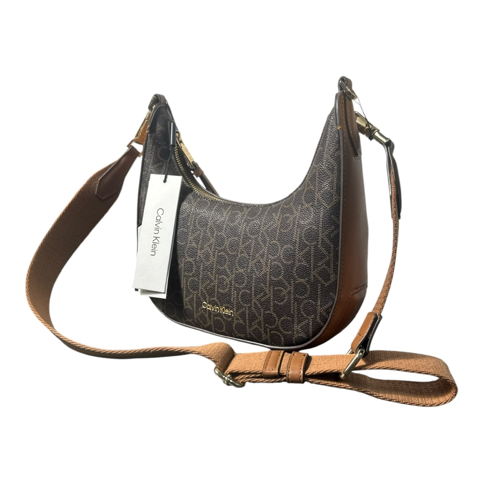 Calvin Klein Bolsa Crossbody Monograma Negro/Café